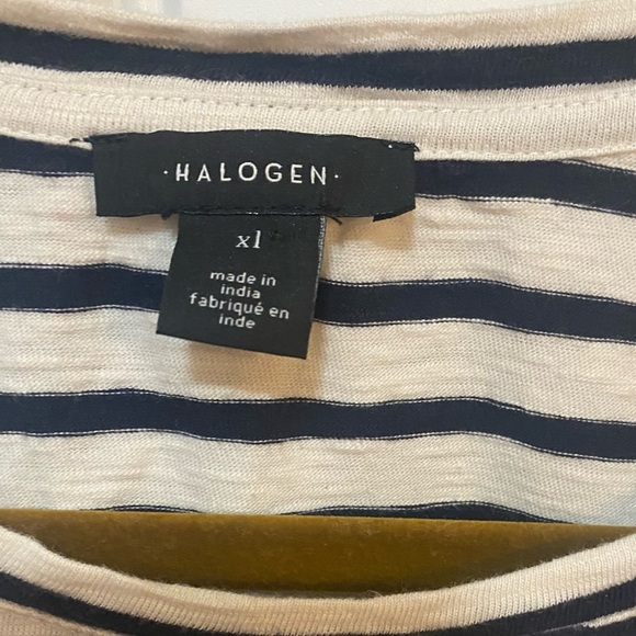 Halogen Striped short sleeve shirt with black bow detail - Picture 4 of 7